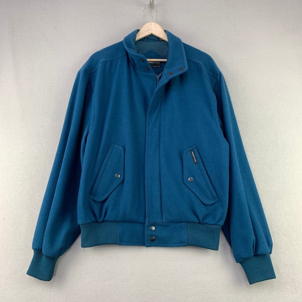 Vintage Memebers Only Wool Bomber Jacket Mens 42 Blue Retro Varsity Harrington